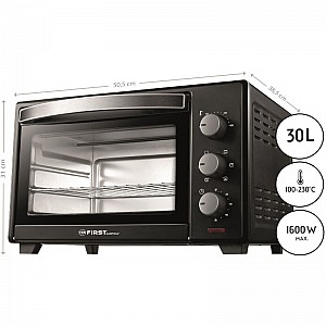 FIRST AUSTRIA FA-5043-1 ΗΛΕΚΤΡΙΚΟ ΦΟΥΡΝΑΚΙ ΜΕ ΑΕΡΑ ΚΑΙ ΦΩΣ 30L 1600W