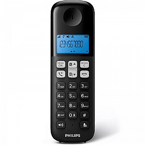 Philips D1612B/GRS Μαύρο (Ελληνικό Μενού) Διπλό ασύρματο τηλέφωνο ανοιχτή ακρόαση, φωτιζόμενη οθόνη και 50 μνήμες