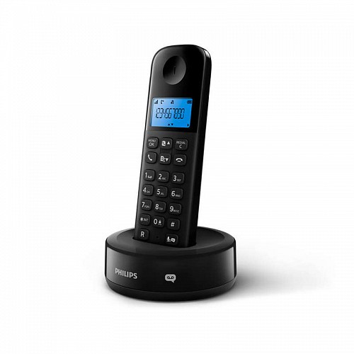 Philips D1651B/GRS Μαύρο (Ελληνικό Μενού) Ασύρματο τηλέφωνο με τηλεφωνητή, ανοιχτή ακρόαση, φωτιζόμενη οθόνη και 50 μνήμες
