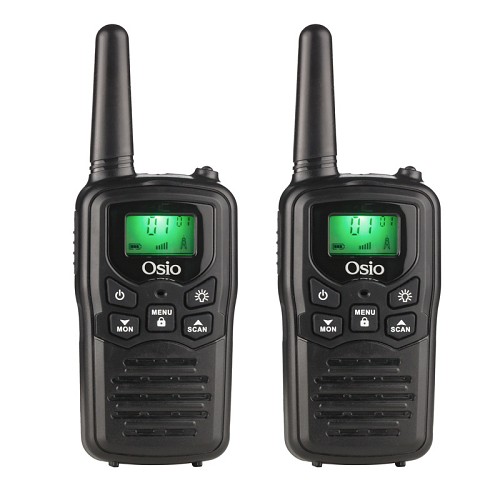 Osio OPM-1050 Mαύρο Επαναφορτιζόμενο PMR Walkie Talkie με φακό και καλώδιο 8 km - 0.5W
