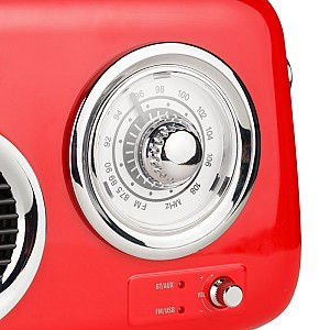 Osio OPR-3040R Κόκκινο Ρετρό φορητό αναλογικό ραδιόφωνο με Bluetooth, AUX, USB, FM και subwoofer - 24W