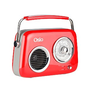 Osio OPR-3040R Κόκκινο Ρετρό φορητό αναλογικό ραδιόφωνο με Bluetooth, AUX, USB, FM και subwoofer - 24W