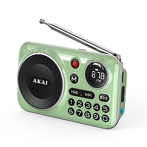 Akai APR-500 Φορητό ραδιόφωνο με Bluetooth, USB, TF, REC, έξοδο ακουστικών και οθόνη - 2.5W