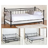 Woodwell MARIN Daybed Κρεβάτι (90x190) + Βοηθητικό Κρεβάτι (85x185) Μέταλλο Βαφή Μαύρο Ε-00018986 Ε8043,1