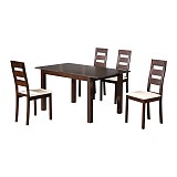 Woodwell MILLER Set Τραπεζαρία Κουζίνας Ξύλινη Επεκτεινόμενο Τραπέζι + 4 Καρέκλες Σκ.Καρυδί-PVC Εκρού Ε-00015842 Ε781,S