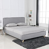 Woodwell MORISSON Κρεβάτι Διπλό, για Στρώμα 160x200cm, Ύφασμα Ανοιχτό Γκρι Ε-00018687 Ε8078,1