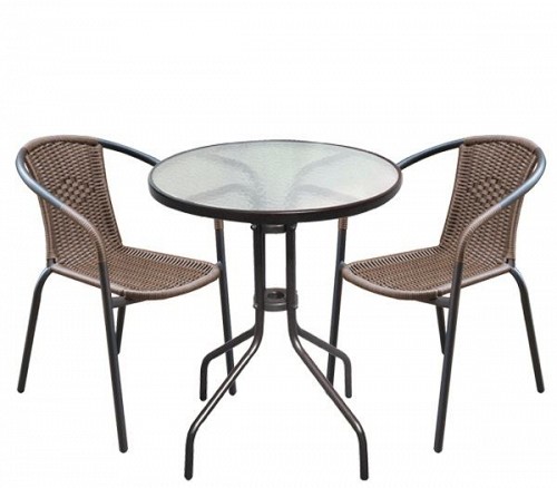 Woodwell BALENO Set Κήπου - Βεράντας: Τραπέζι + 2 Πολυθρόνες Μέταλλο Καφέ - Wicker Brown Ε-00016311 Ε240