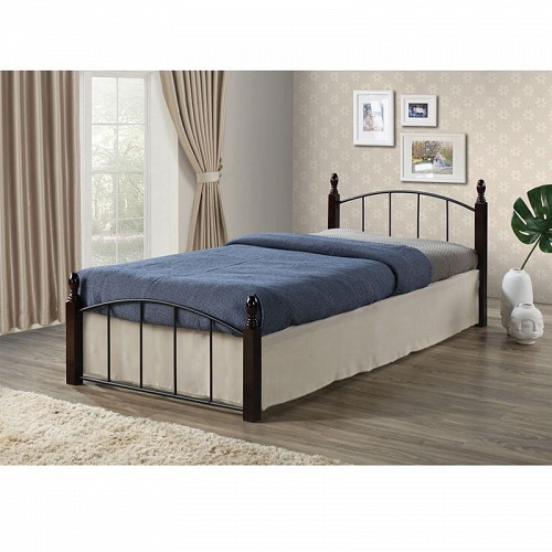 Woodwell ARAGON Κρεβάτι Μονό, για Στρώμα 90x190cm, Μέταλλο Βαφή Μαύρο - Ξύλο Καρυδί Ε-00019897 Ε8096