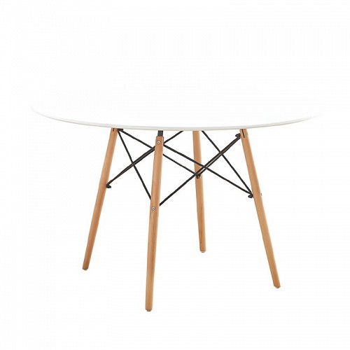 Woodwell ART Wood Τραπέζι Ροτόντα Τραπεζαρίας-Κουζίνας, Πόδια Οξιά Φυσικό, Επιφ.MDF Άσπρο Ε-00019280 Ε7084,1