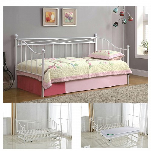 Woodwell MARIN Daybed Κρεβάτι (90x190) + Βοηθητικό Κρεβάτι (85x185) Μέταλλο Βαφή Άσπρο Ε-00018987 Ε8043,2