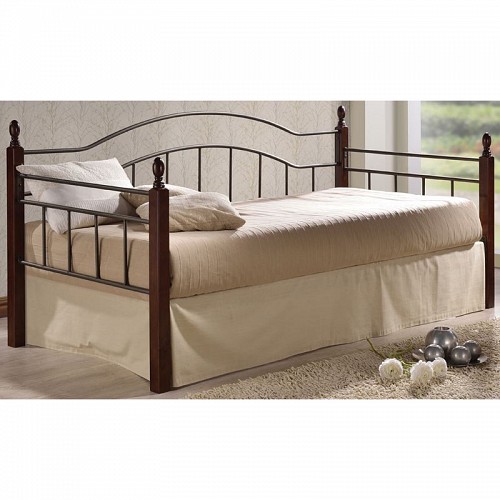 Woodwell VINCENT Daybed Κρεβάτι Μονό Μέταλλο Βαφή Μαύρο, Ξύλο Καρυδί Ε-00017401 Ε8072