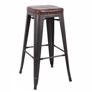 Woodwell RELIX Σκαμπό Bar-Pro, Στοιβαζόμενο, Μέταλλο Βαφή Antique Black, Pu Σκούρο Καφέ Ε-00018539 Ε5190P,10