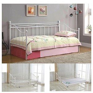 Woodwell MARIN Daybed Κρεβάτι (90x190) + Βοηθητικό Κρεβάτι (85x185) Μέταλλο Βαφή Άσπρο Ε-00018987 Ε8043,2