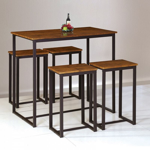 Woodwell HENRY Set Bar Τραπέζι + 4 Σκαμπό, Μέταλλο Βαφή Σκούρο Καφέ - Καρυδί Ε-00019771 ΕΜ9795