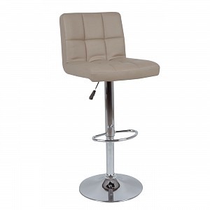 Woodwell LINO Σκαμπό BAR με Πλάτη, Χρώμιο, PU Cappuccino, Ρύθμιση Ύψους, Περιστρεφόμενο Ε-00018305 ΕΜ412,5