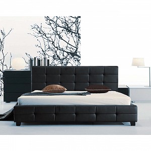 Woodwell FIDEL Κρεβάτι Διπλό, για Στρώμα 150x200cm, PU Μαύρο Ε-00019629 Ε8087