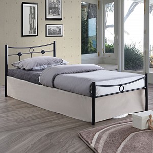 Woodwell DUGAN Κρεβάτι Μονό, για Στρώμα 90x200cm, Μέταλλο Βαφή Μαύρο Ε-00017090 Ε8068