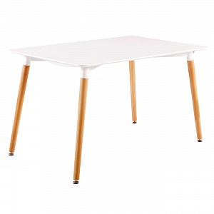 Woodwell ART Τραπέζι Τραπεζαρίας Κουζίνας, Άσπρο MDF, Πόδια Οξιά Φυσικό Ε-00013686 Ε7088,1