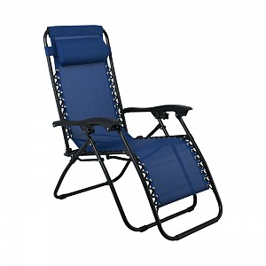 Woodwell SUPER RELAX Πολυθρόνα με Υποπόδιο, Μέταλλο Βαφή Μαύρο, Textilene Μπλε Ε-00021646 Ε618,2