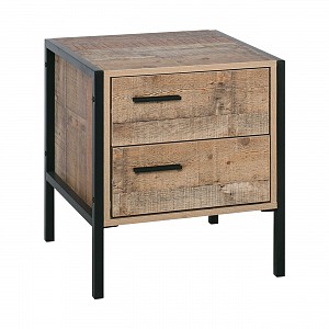 Woodwell PALLET-W Κομοδίνο με 2 Συρτάρια Μέταλλο Βαφή Μαύρο - Antique Oak Ε-00021517 Ε8433,W