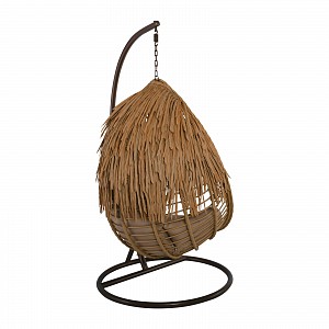 Woodwell SALSA TROPIC Κρεμαστή Πολυθρόνα, Wicker Φυσικό, Μέταλλο Brown, Μαξιλάρι Μπεζ Ε-00022004 Ε6780,1