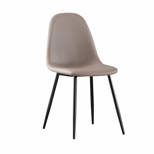 Woodwell CELINA Καρέκλα Μέταλλο Βαφή Μαύρο, Pvc Cappuccino Ε-00022786 ΕΜ907,3ΜP