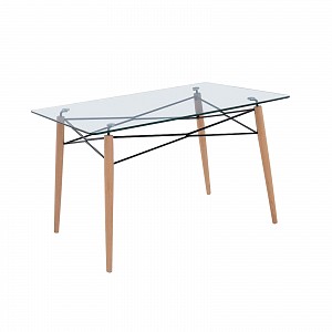 Woodwell ART Wood Τραπέζι Κουζίνας Τραπεζαρίας, Οξιά Φυσικό, Επιφάνεια Γυαλί Ε-00015752 Ε7081,2