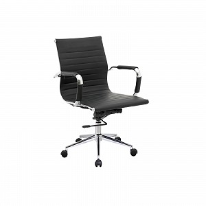 Woodwell BF3301 Πολυθρόνα Γραφείου Μέταλλο Βάση Χρώμιο, PU Μαύρο Ε-00016921 ΕΟ268