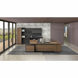Woodwell PROLINE Γραφείο Αριστερή Γωνία Απόχρωση Καρυδί Δρυς - Μαύρο Ε-00020603 ΕΟ964,L