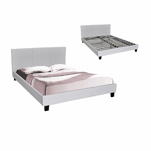 Woodwell WILTON Κρεβάτι Διπλό για Στρώμα 140x190cm, Pu Άσπρο Ε-00019494 Ε8031,1