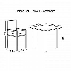 Woodwell BALENO Set Κήπου - Βεράντας: Τραπέζι + 2 Πολυθρόνες Μέταλλο Ανθρακί, Wicker Mixed Grey Ε-00022560 Ε240,10