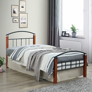 Woodwell DOKA Κρεβάτι Μονό, για Στρώμα 90x200cm, Μέταλλο Βαφή Μαύρο - Ξύλο Απόχρωση Καρυδί Ε-00021510 Ε8300