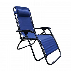 Woodwell SUPER RELAX Πολυθρόνα με Υποπόδιο, Μέταλλο Βαφή Μαύρο, Textilene Μπλε Ε-00021646 Ε618,2