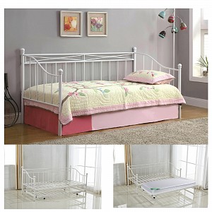 Woodwell MARIN Daybed Κρεβάτι (90x190) + Βοηθητικό Κρεβάτι (85x185) Μέταλλο Βαφή Άσπρο Ε-00018987 Ε8043,2