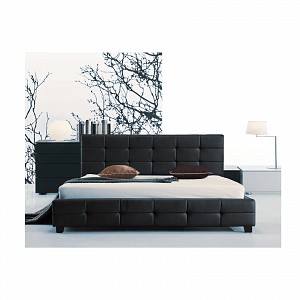 Woodwell FIDEL Κρεβάτι Διπλό, για Στρώμα 150x200cm, PU Μαύρο Ε-00019629 Ε8087