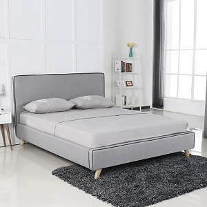 Woodwell MORISSON Κρεβάτι Διπλό, για Στρώμα 160x200cm, Ύφασμα Ανοιχτό Γκρι Ε-00018687 Ε8078,1
