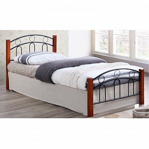 Woodwell NORTON Κρεβάτι Διπλό, για Στρώμα 140x190cm, Μέταλλο Βαφή Μαύρο, Ξύλο Καρυδί Ε-00020530 Ε8108