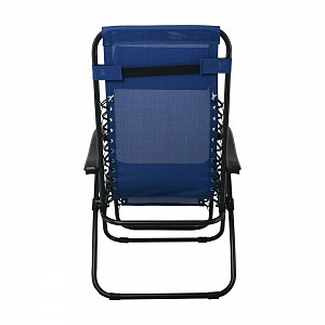 Woodwell SUPER RELAX Πολυθρόνα με Υποπόδιο, Μέταλλο Βαφή Μαύρο, Textilene Μπλε Ε-00021646 Ε618,2