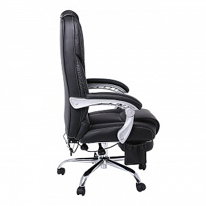 Woodwell BF8550 Massage Relax Πολυθρόνα Γραφείου Διευθυντή, Βάση Χρώμιο με Υποπόδιο, Pu  Μαύρο Ε-00022920 ΕΟ284,1