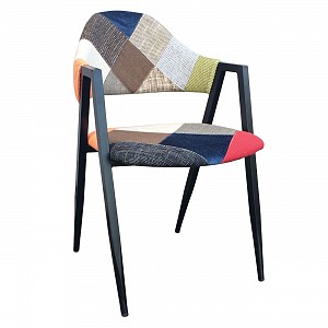 Woodwell DELTA Πολυθρόνα Μέταλλο Βαφή Μαύρο, Ύφασμα Patchwork Ε-00015599 ΕΜ130