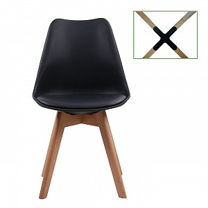 Woodwell MARTIN Καρέκλα Metal Cross Ξύλο, PP Μαύρο Μονταρισμένη Ταπετσαρία Ε-00018531 ΕΜ136,20