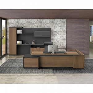 Woodwell PROLINE Γραφείο Αριστερή Γωνία Απόχρωση Καρυδί Δρυς - Μαύρο Ε-00020603 ΕΟ964,L