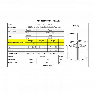 Woodwell DELTA Πολυθρόνα Μέταλλο Βαφή Μαύρο, Ύφασμα Patchwork Ε-00015599 ΕΜ130