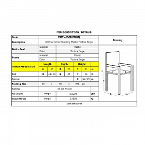 Woodwell LIDO Πολυθρόνα Τραπεζαρίας Κήπου - Βεράντας Στοιβαζόμενη, PP Απόχρωση Tortora Ε-00020282 Ε327,4