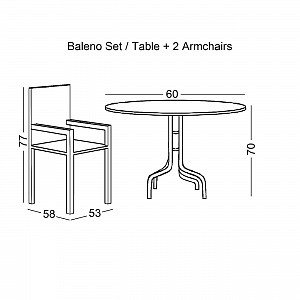 Woodwell BALENO Set Κήπου - Βεράντας: Τραπέζι + 2 Πολυθρόνες Μέταλλο Καφέ - Wicker Brown Ε-00016311 Ε240
