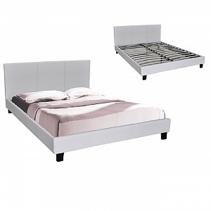 Woodwell WILTON Κρεβάτι Διπλό για Στρώμα 140x190cm, Pu Άσπρο Ε-00019494 Ε8031,1