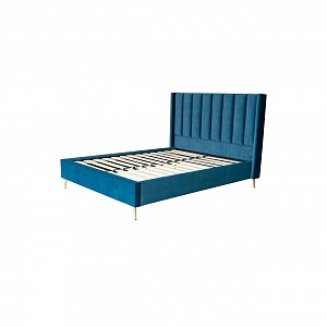 Woodwell PASSION  Κρεβάτι Διπλό για Στρώμα 160x200cm, Ύφασμα Velure Απόχρωση Μπλε Ε-00024044 Ε8803,3