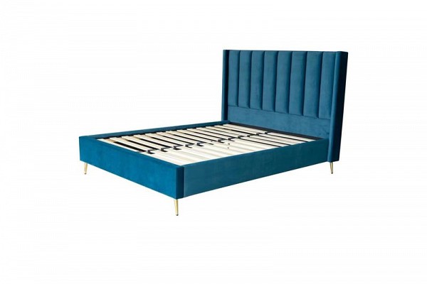 Woodwell PASSION  Κρεβάτι Διπλό για Στρώμα 160x200cm, Ύφασμα Velure Απόχρωση Μπλε Ε-00024044 Ε8803,3