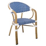 Woodwell PARIS Πολυθρόνα Bistro Αλουμίνιο Φυσικό, Wicker Άσπρο - Μπλε, Στοιβαζόμενη Ε-00024033 Ε258,3
