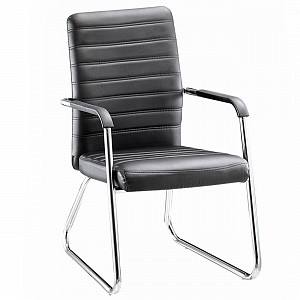 Woodwell COLLET Πολυθρόνα Γραφείου Επισκέπτη Μέταλλο Χρώμιο, Pu Μαύρο Ε-00018579 ΕΟ555